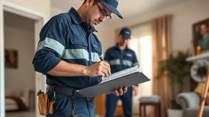 Restoration technician documenting water damage for an estimate in a Downey, CA home