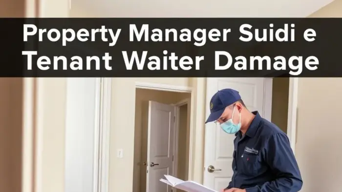 Property manager documenting water damage in a rental unit in Downey, CA