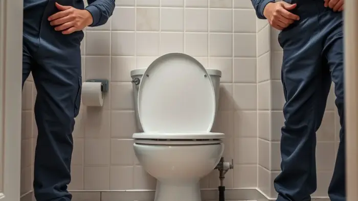 Overflowing toilet on a bathroom floor in a Downey, CA home