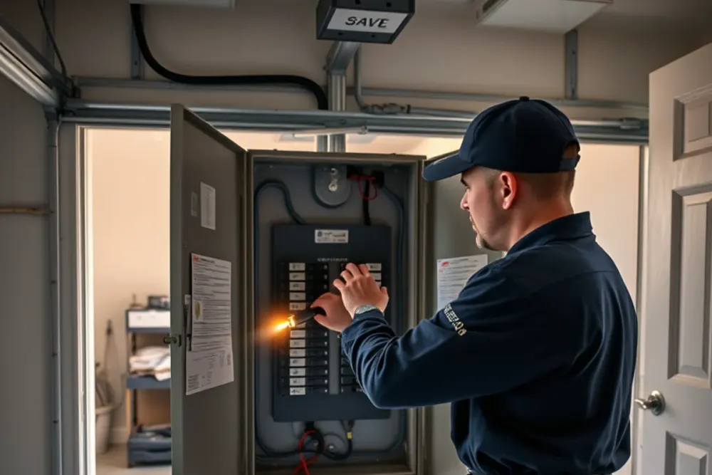 Switching off a breaker to a flooded room in a Downey, CA home