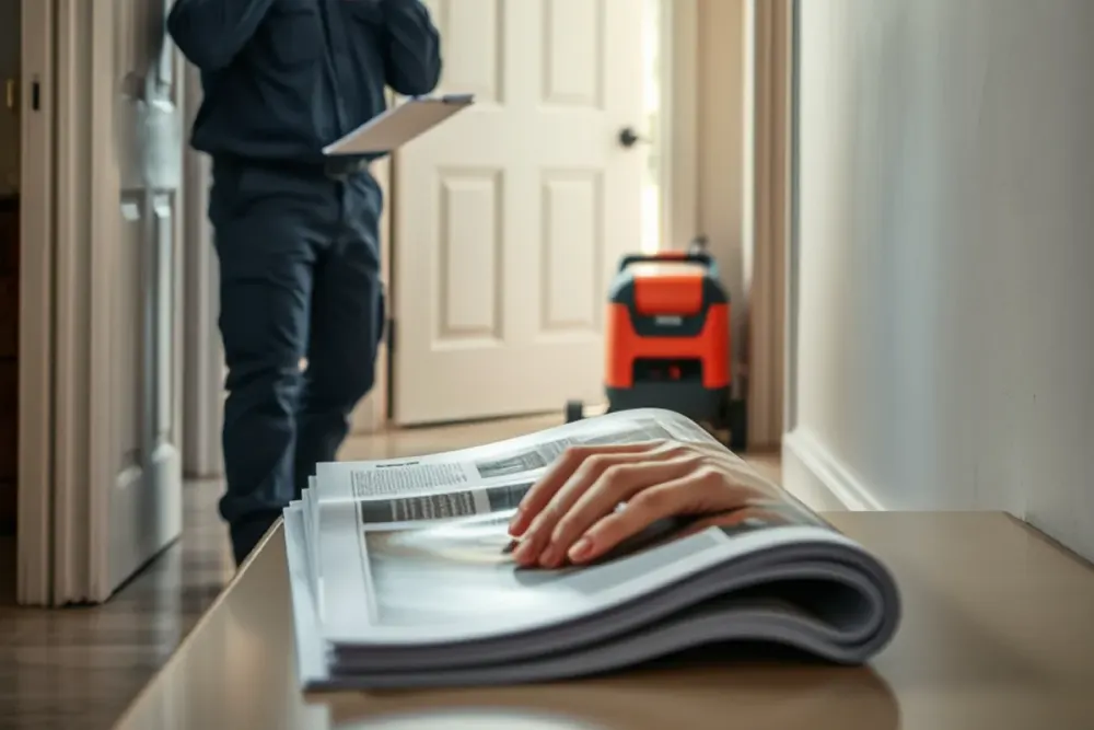 Homeowner calling their insurer to open a water damage claim in Downey, CA