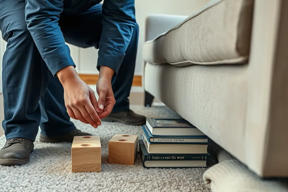 Lifting furniture and valuables clear of water in a Downey, CA home