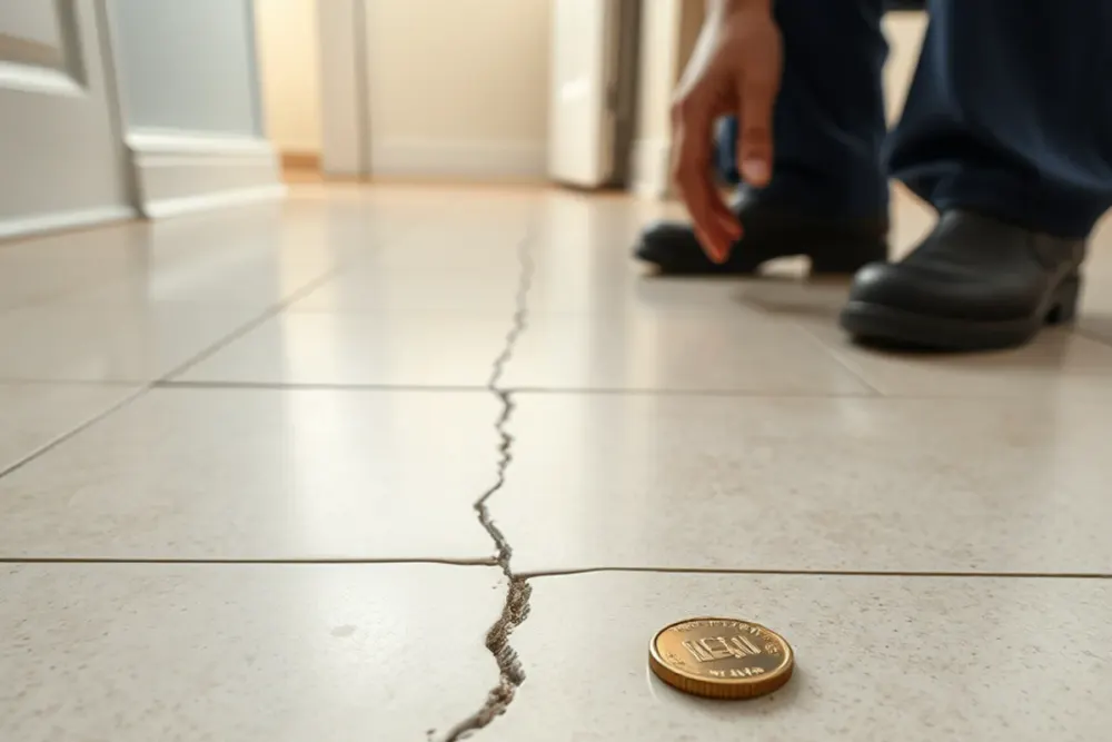 New cracks appearing in floor tile from soil movement in a Downey, CA home