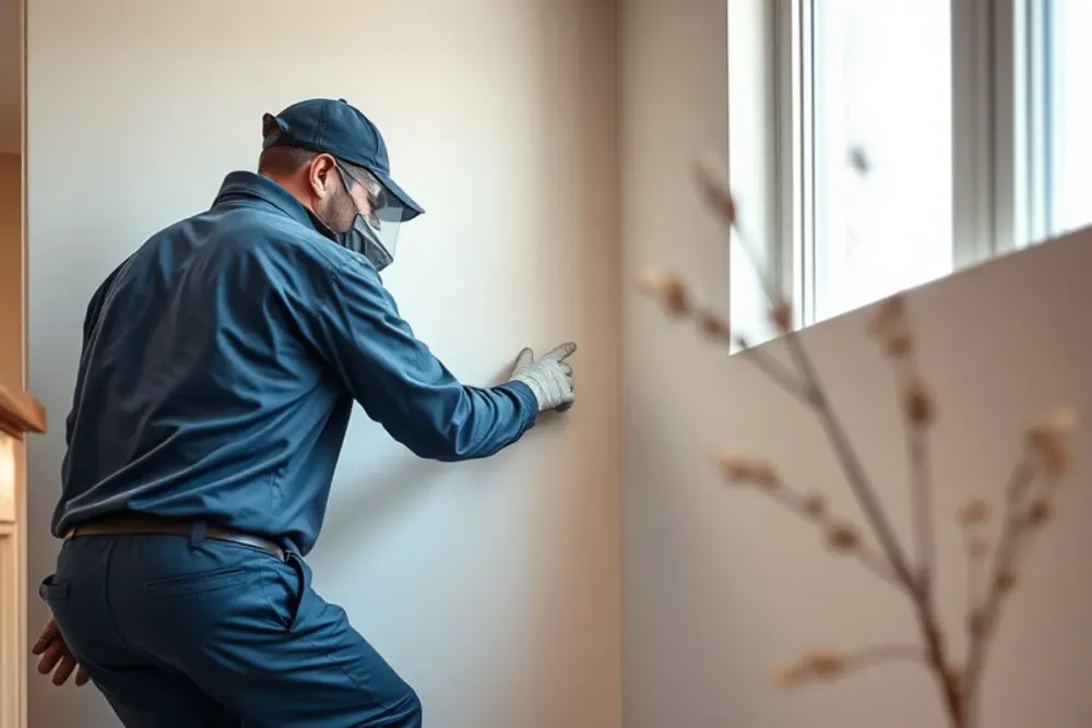Opening a wall cavity for drying after water damage in a Downey, CA home