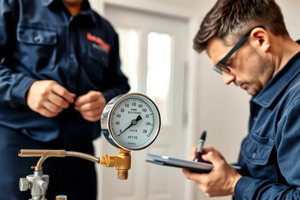 Pressure testing a home supply system in a Downey, CA property