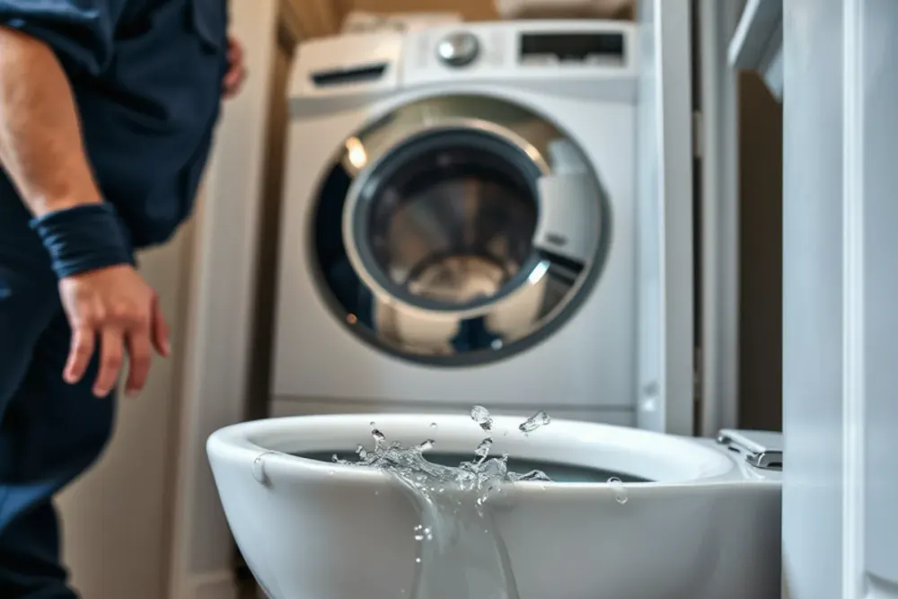 Toilet gurgling as a washing machine drains in a Downey, CA home