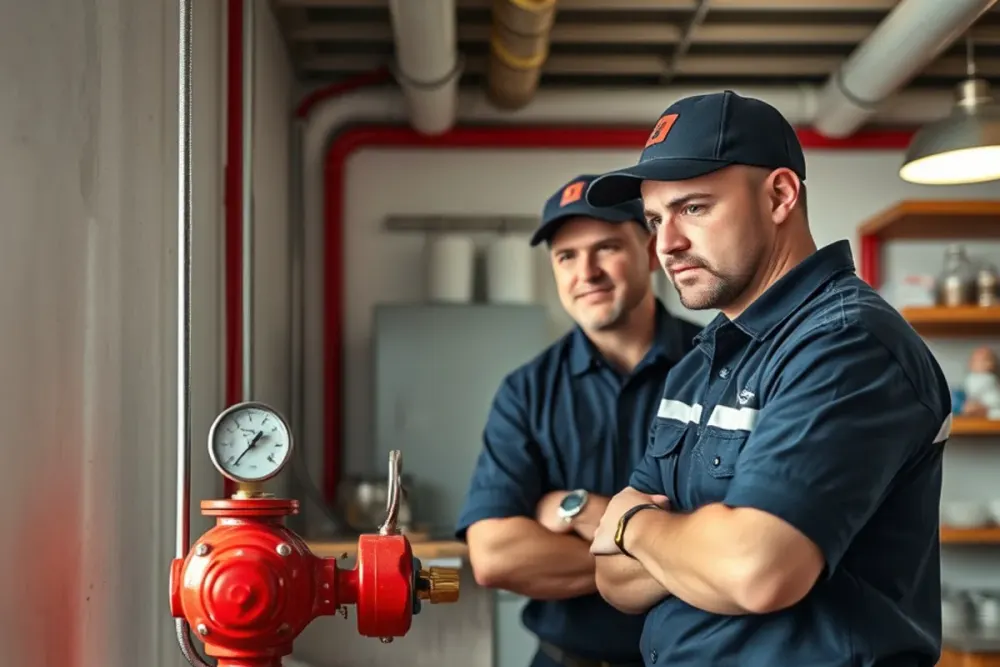 Locating the fire sprinkler riser and control valve in a Downey, CA retail unit