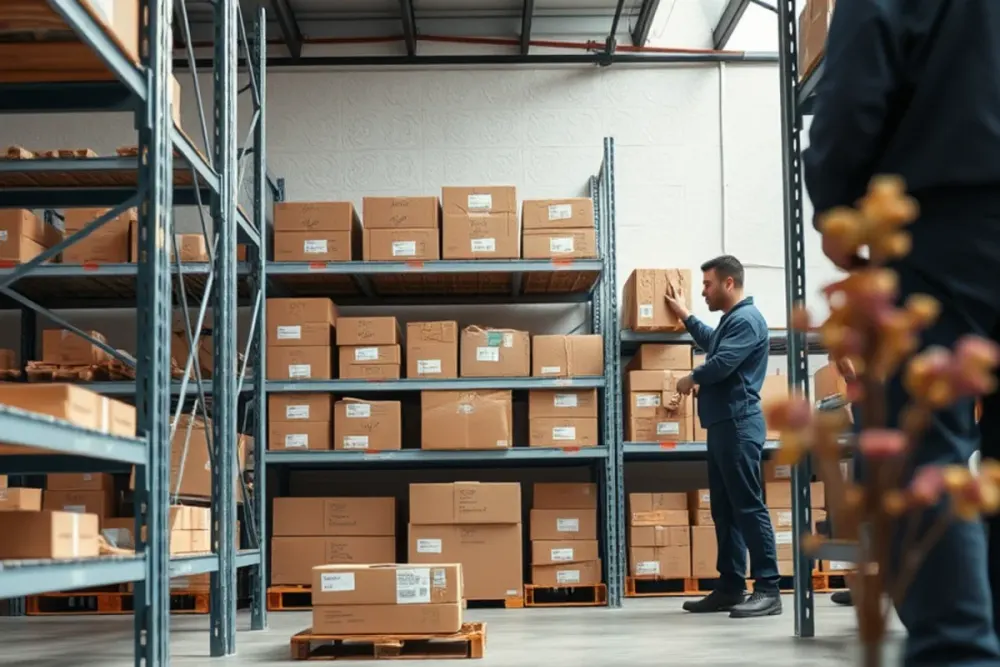 Retail stock raised clear of the floor in a Downey, CA store room