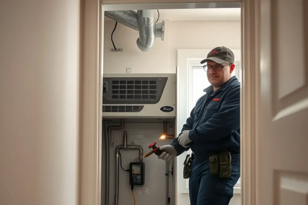 Inspecting an HVAC condensate line and air handler for moisture in a Downey, CA home