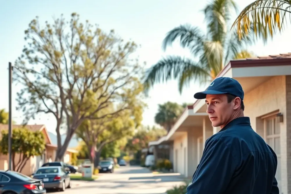 Typical homes and streets in the Downey High School area, CA served by our water damage crews