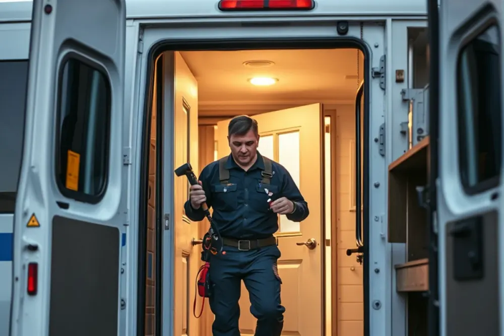 Restoration crew arriving at a Downey, CA property within the response window