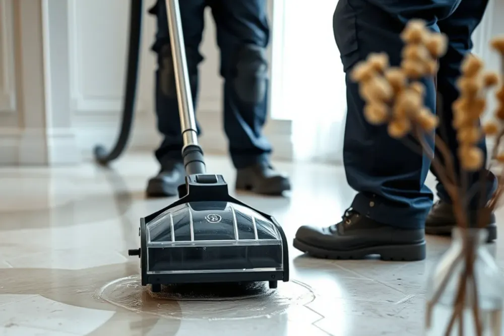 Standing water being extracted from a Downey, CA home floor