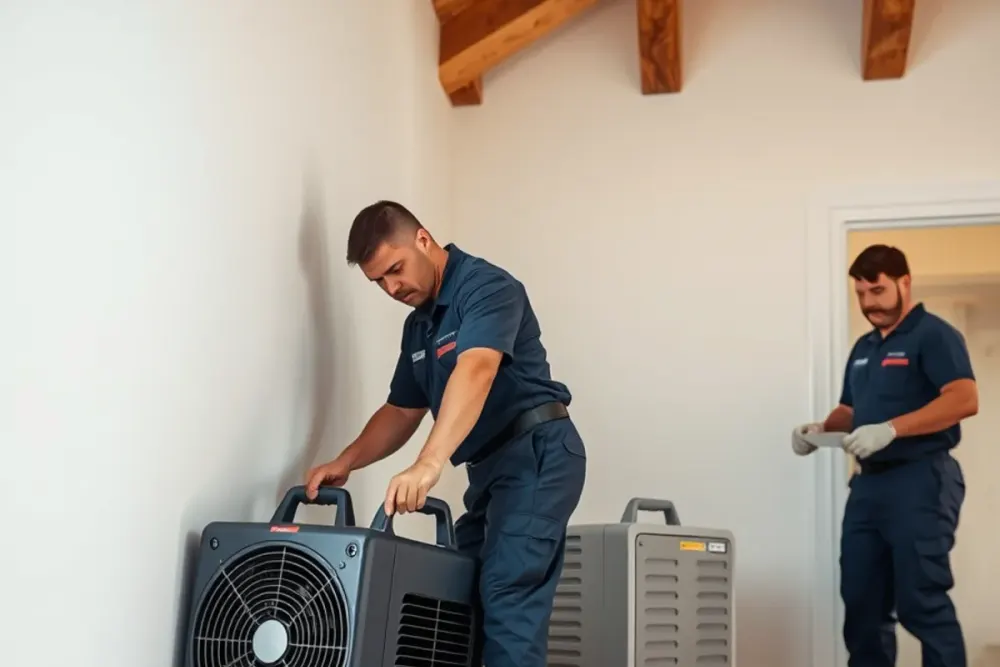 Core water damage restoration work in a Downey, CA home