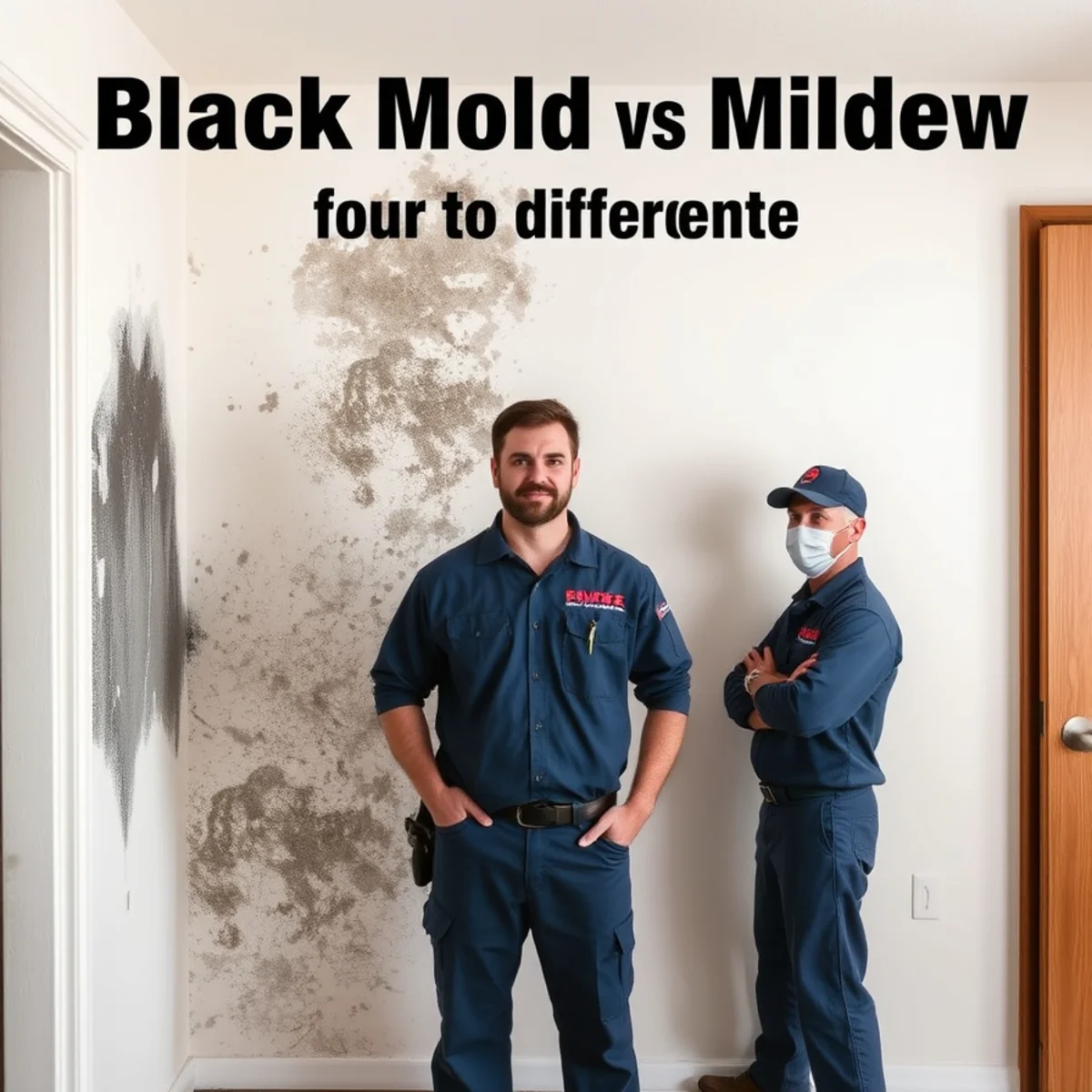Comparing surface mildew and structural mold growth on a wall in a Downey, CA home