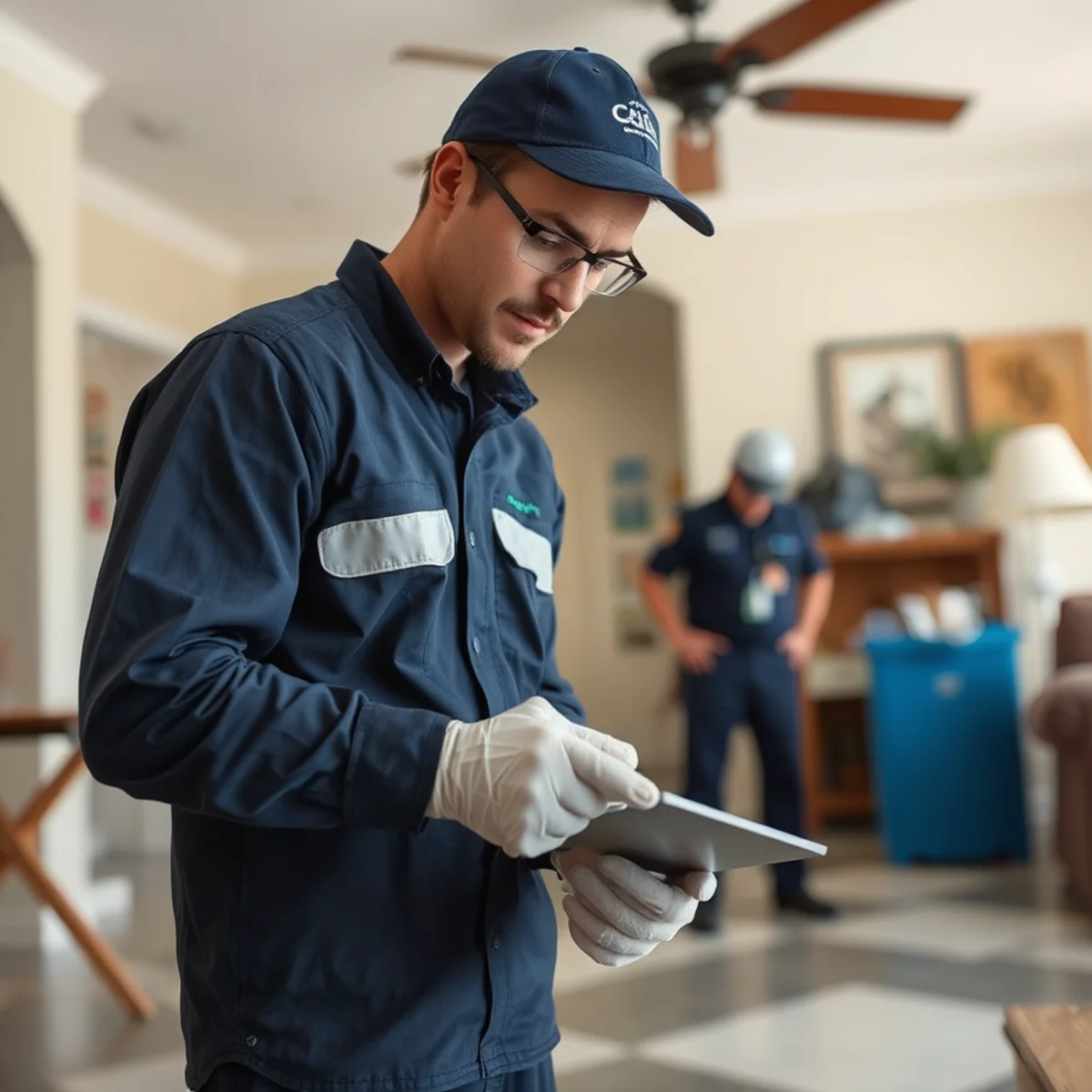 Restoration technician assessing water category during a loss in a Downey, CA home