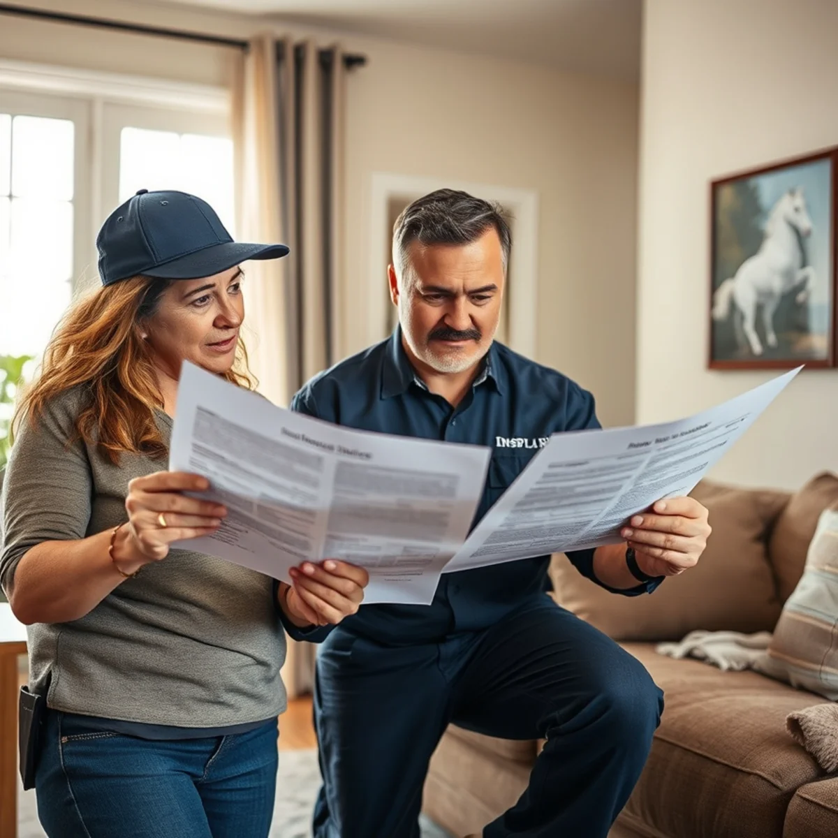 Homeowner reviewing an insurance policy after water damage in a Downey, CA home