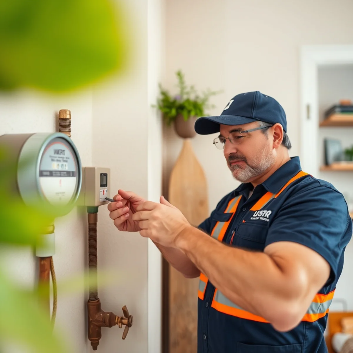 Homeowner checking a water meter leak indicator to confirm a hidden leak at a Downey, CA home