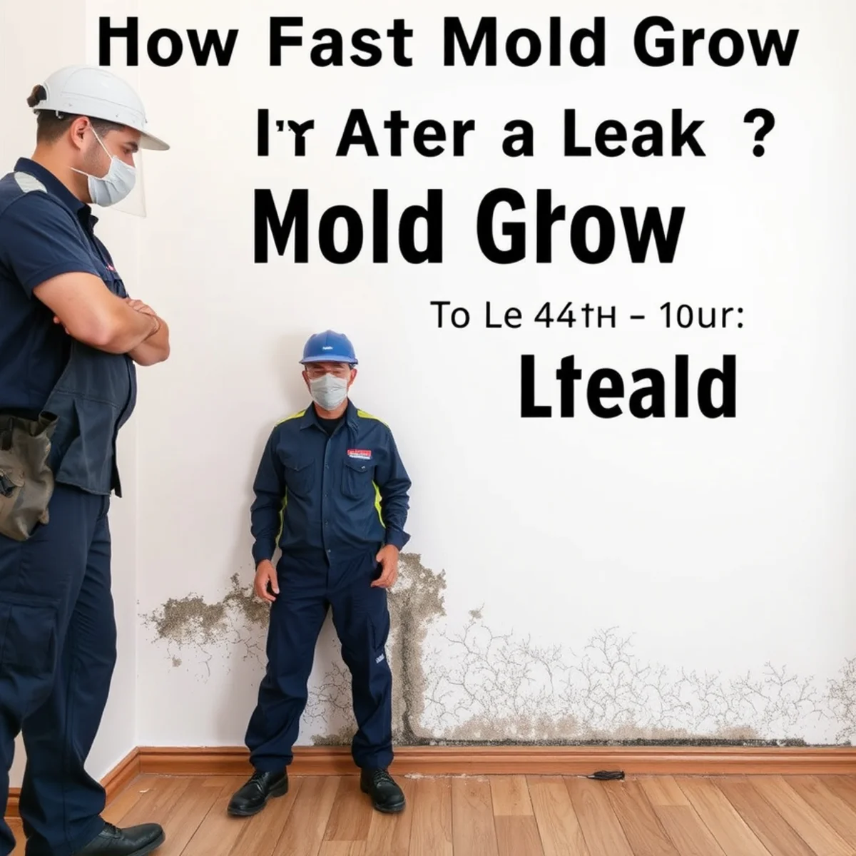Early mold growth on a wet drywall wall base in a Downey, CA home after a leak
