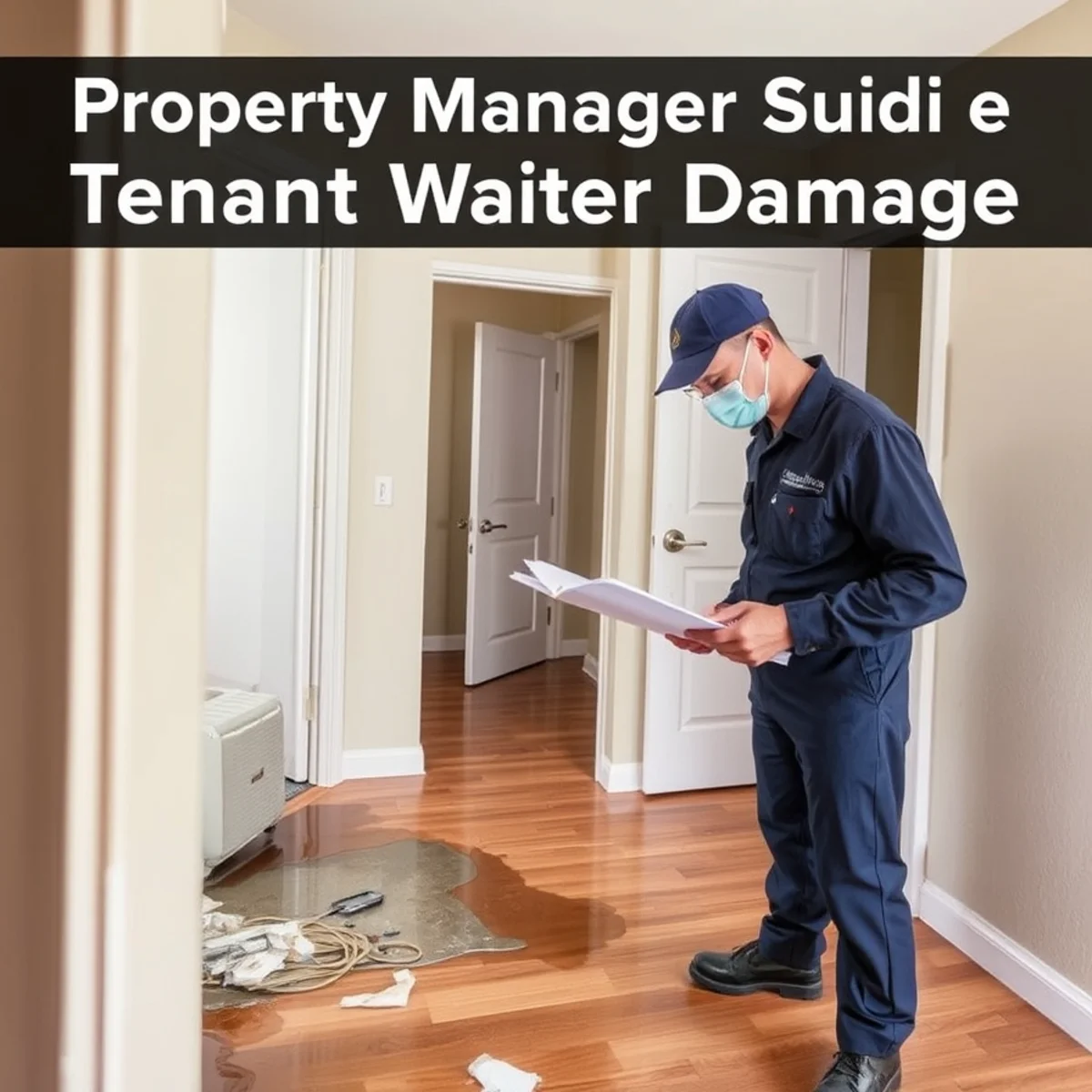 Property manager documenting water damage in a rental unit in Downey, CA