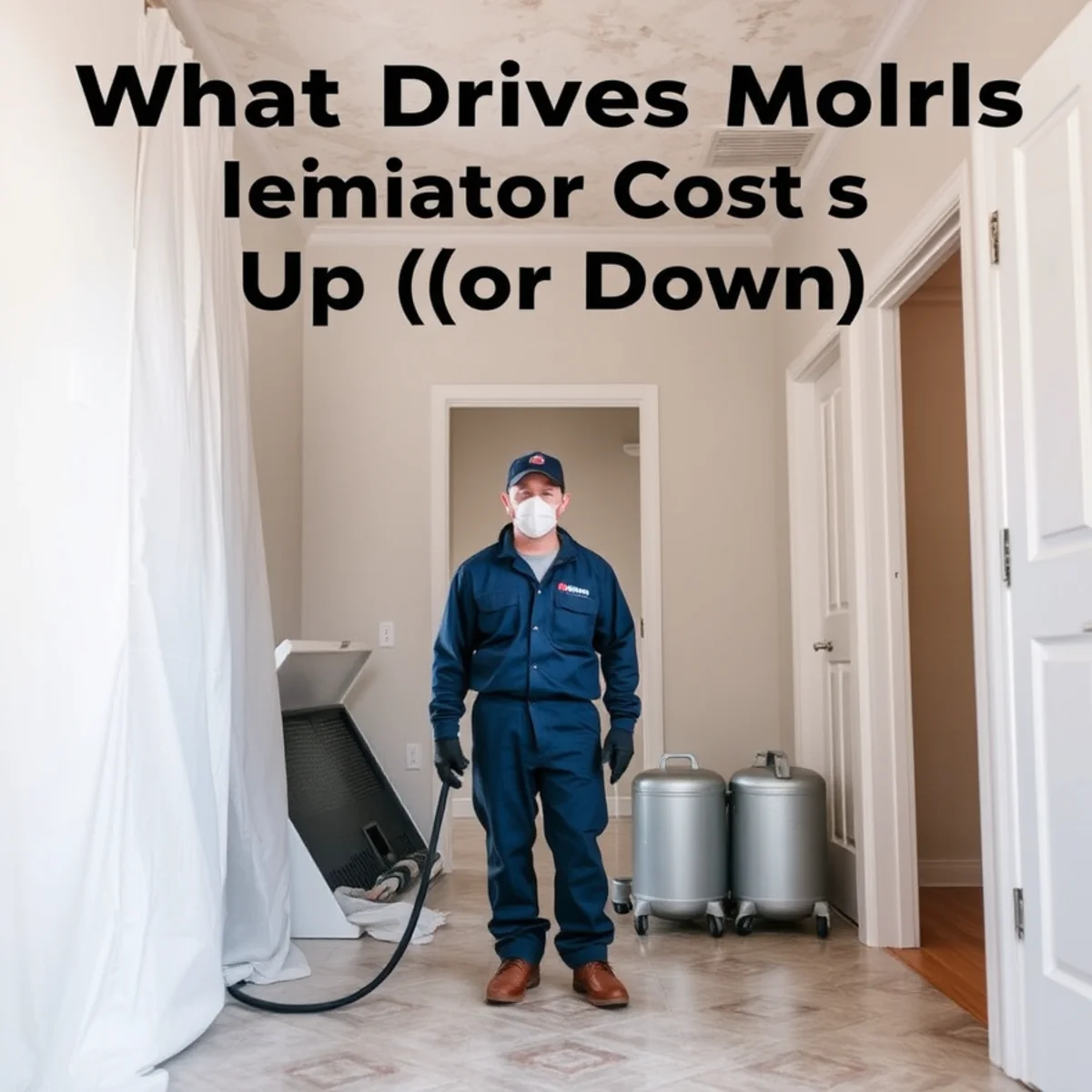 Mold remediation containment and HEPA filtration set up inside a Los Angeles County home