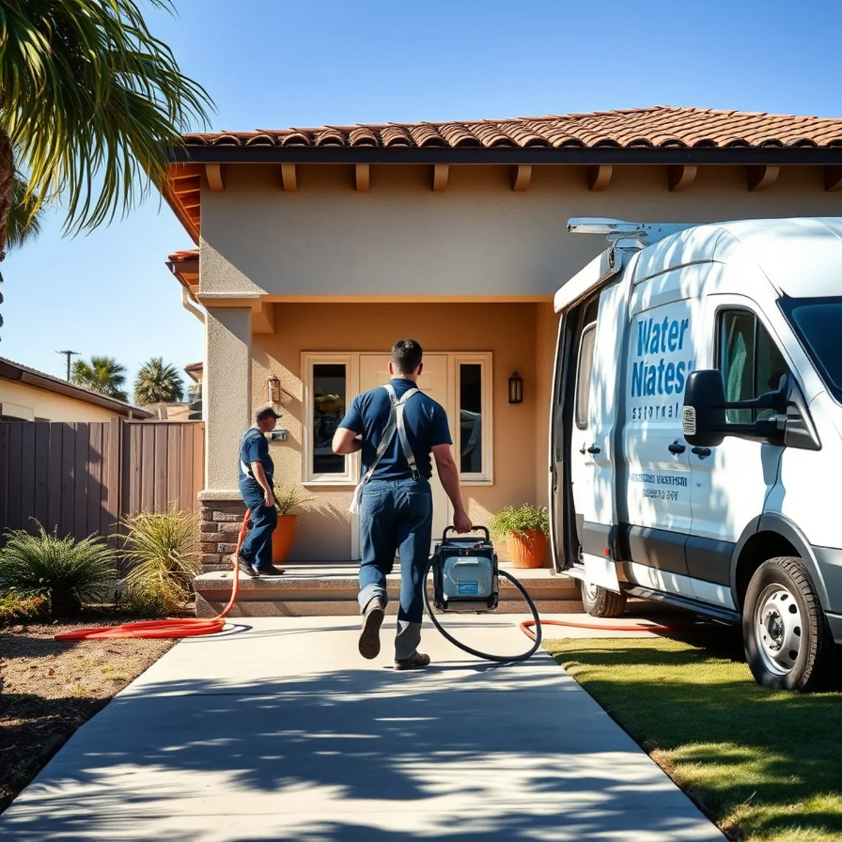 Water damage restoration crew responding to a property in the Brookshire/Gallatin area, CA