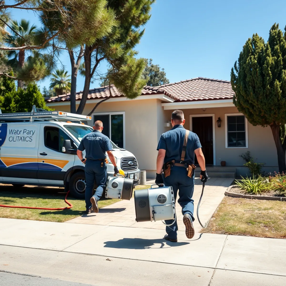 Water damage restoration crew responding to a property in the Furman Park area, CA