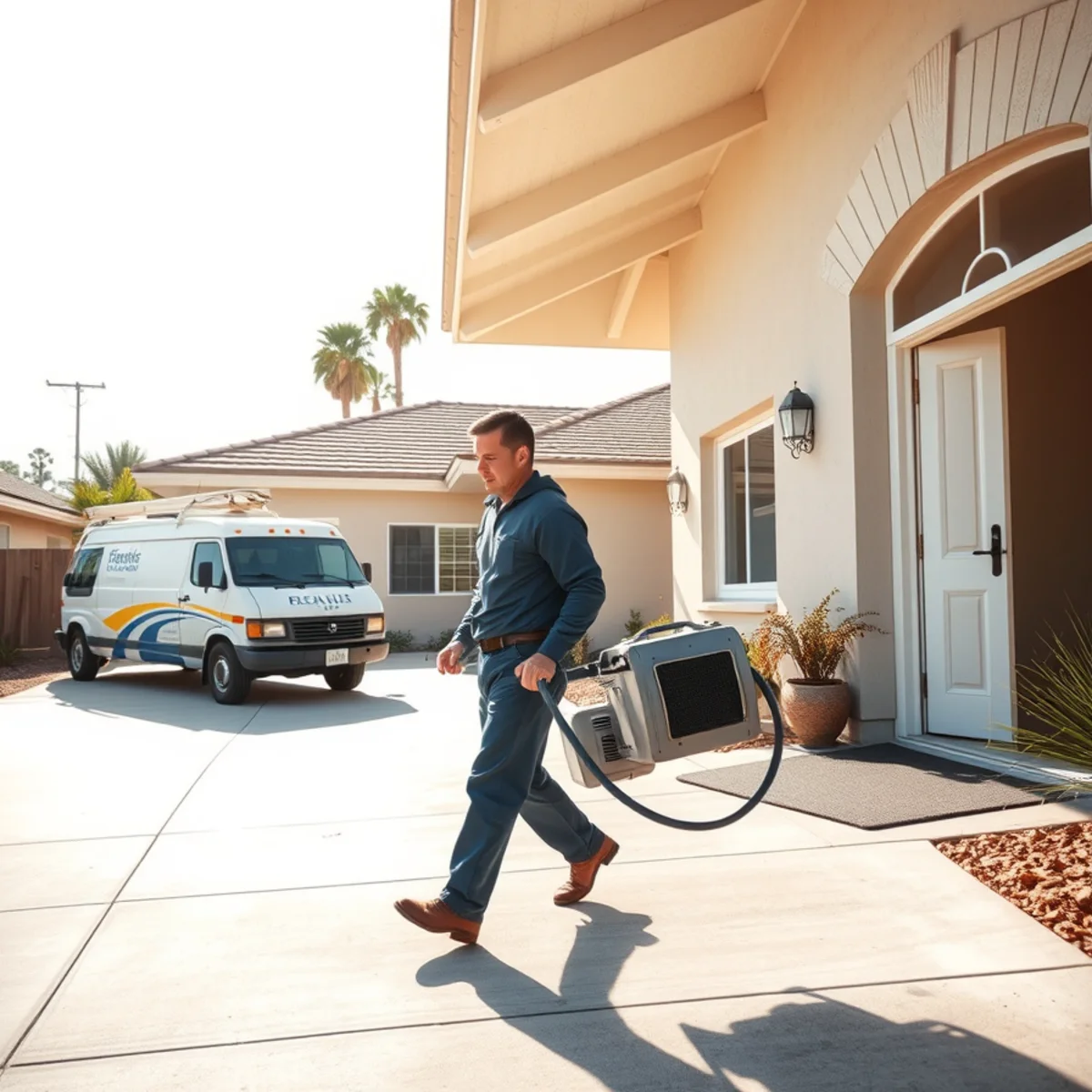 Water damage restoration crew responding to a property in the Warren High School area, CA