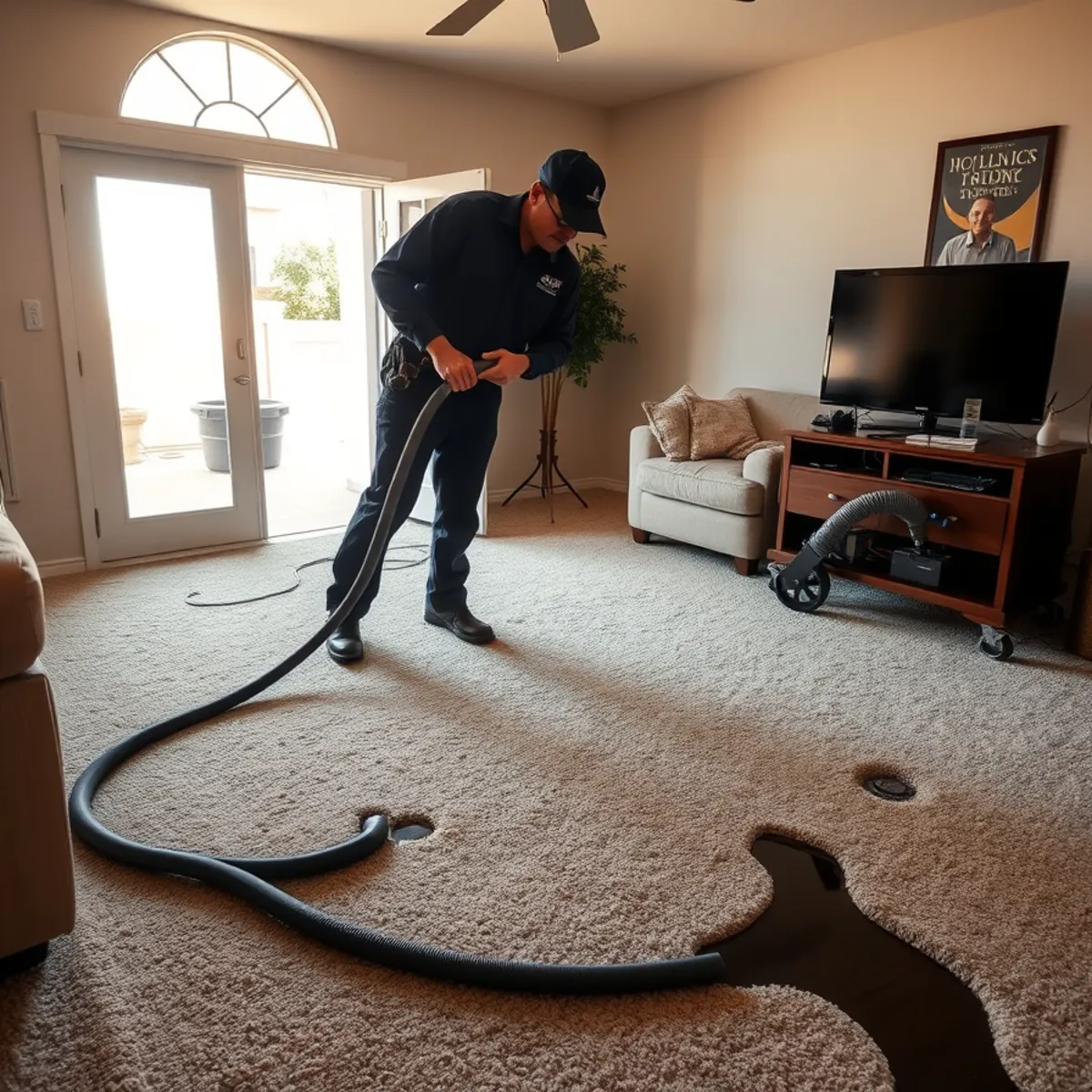 Water damage restoration crew extracting water from a Downey, CA home