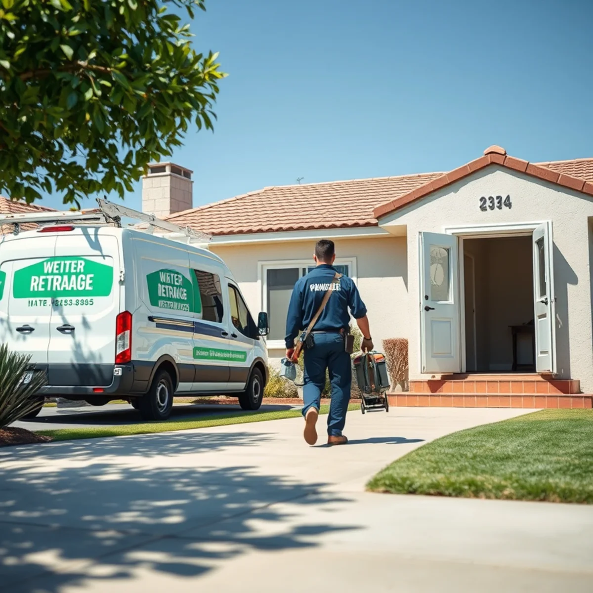 Water damage restoration crew responding to a property in Bell Gardens East, CA