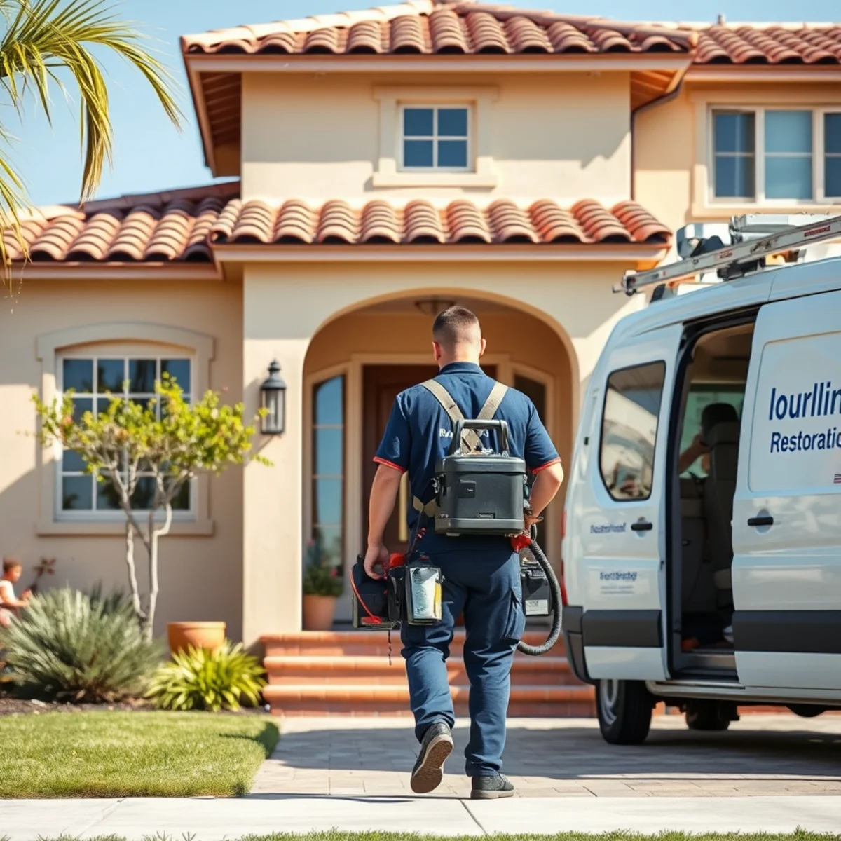 Water damage restoration crew responding to a property in Los Angeles County, CA