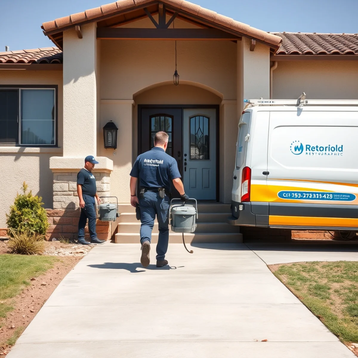 Water damage restoration crew responding to a property in Signal Hill, CA