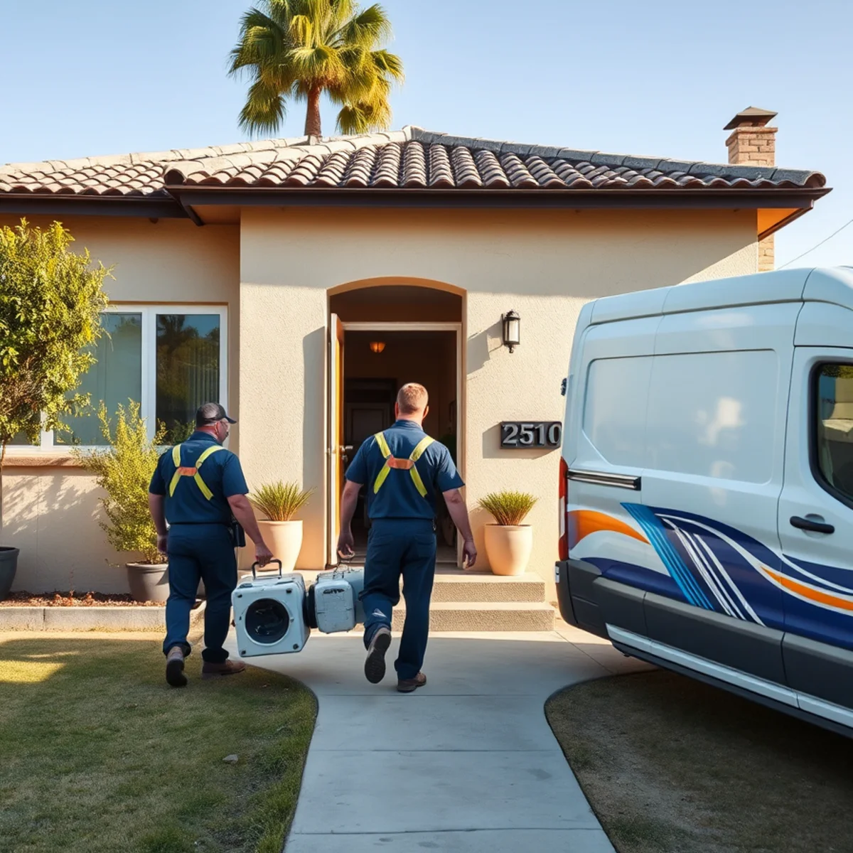 Water damage restoration crew responding to a property in South Gate West, CA